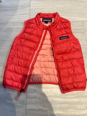 Patagonia Kids Coral-Red Quilted Puffer Vest